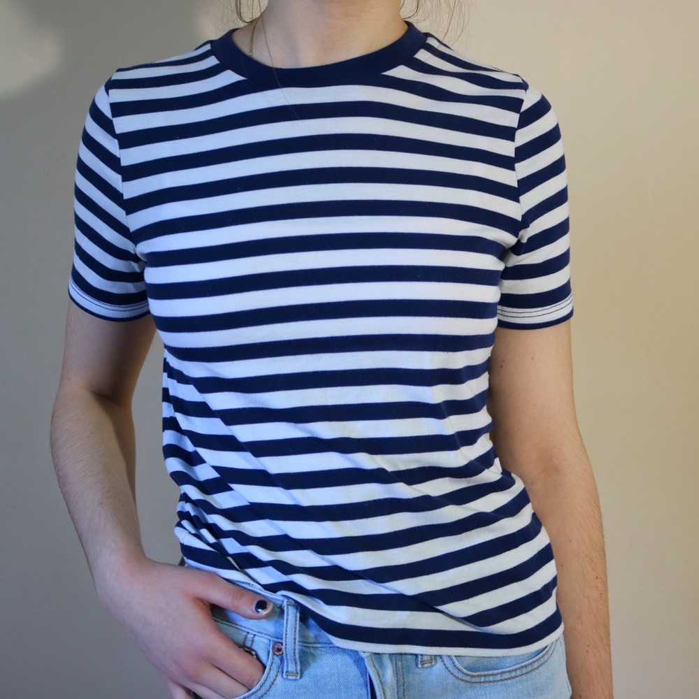 Navy Blue Striped T-shirt